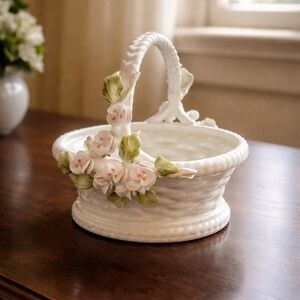 Celebrations By Silvestri: Vintage Ceramic Basket with Floral Accents